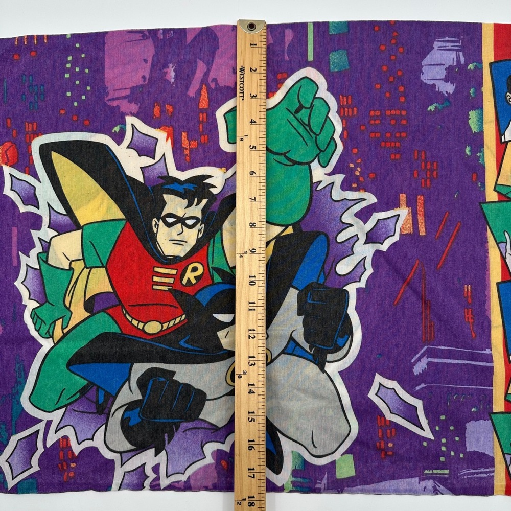 Vintage 1995 Batman and Robin Pillowcase DC Comics Joker Two-Face Riddler Purple - Picture 4 of 8